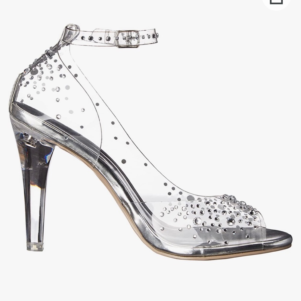 Clear rhinestone embellished heels size 9. - Picture 3 of 6